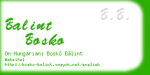 balint bosko business card