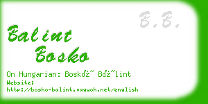 balint bosko business card